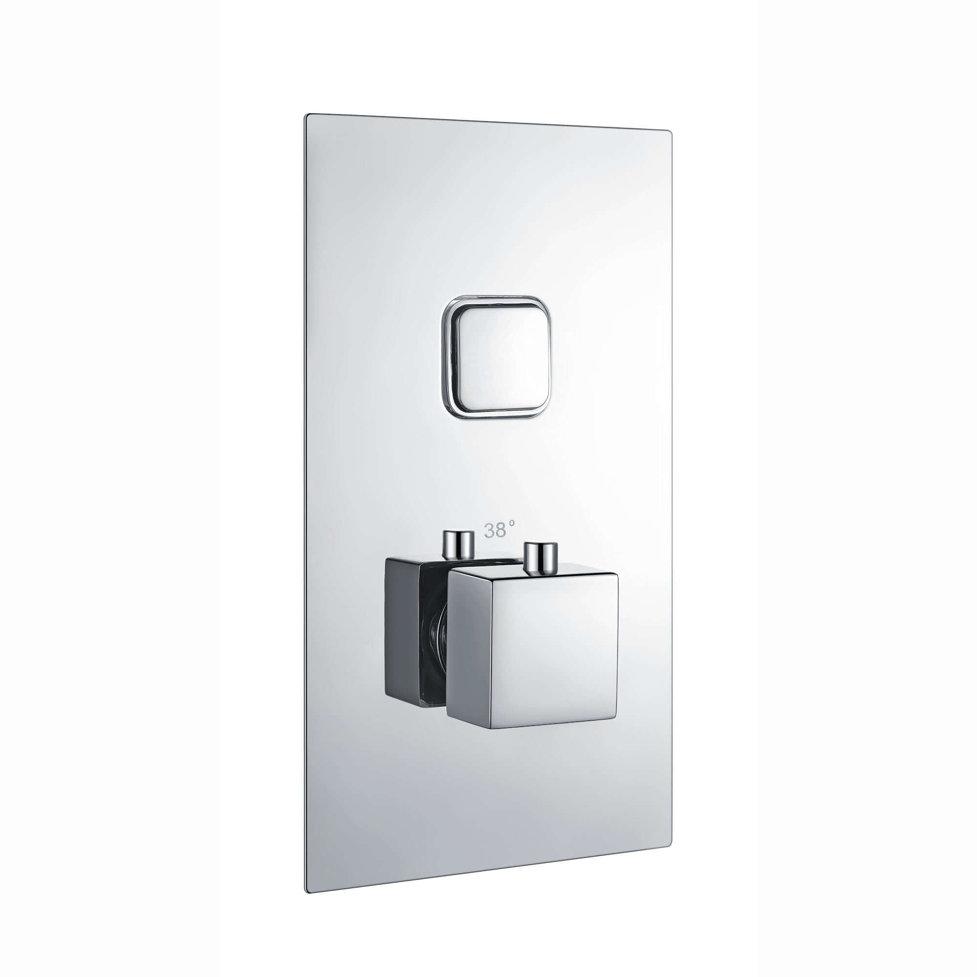 Buy Spello square push button concealed thermostatic shower valve with 1 outlet - chrome online UK